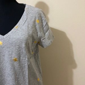 Loft gray and gold star vneck t-shirt